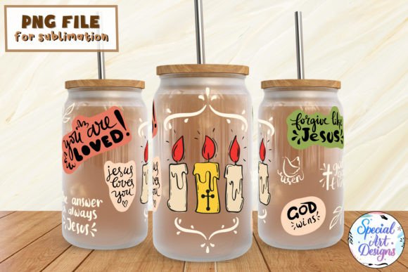 Christian Candles Design Glass Wrap Png for Crafts