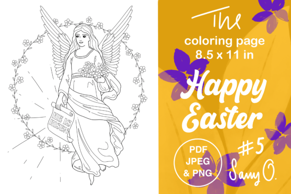Easter Angel Jesus He Is Risen Wreath Coloring Pages Amp