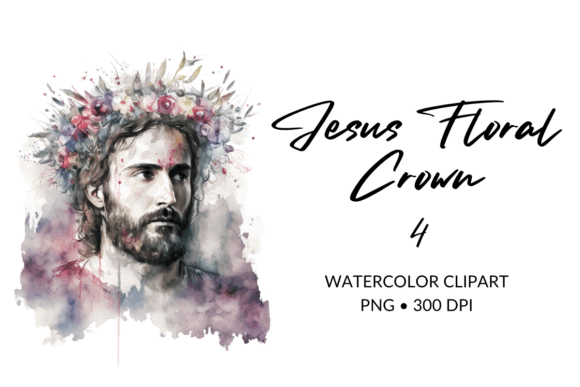 Easter Jesus Flower Crown Sublimation 4: Illustrations Asset Review