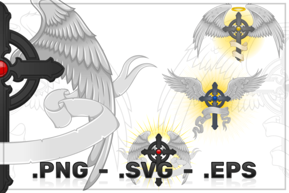 Winged Christian Cross Vector Design for Illustrations
